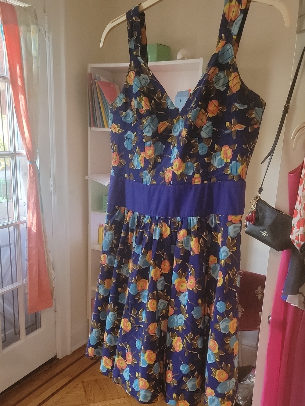 Anthropologie--Plenty by Tracy Reese Navy Floral Dress With Chiffon Slip